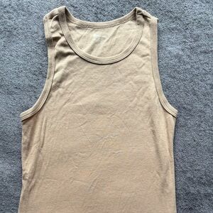 No Boundaries Brown, light blue, pink, green, and white stripe Knit Tank Tops